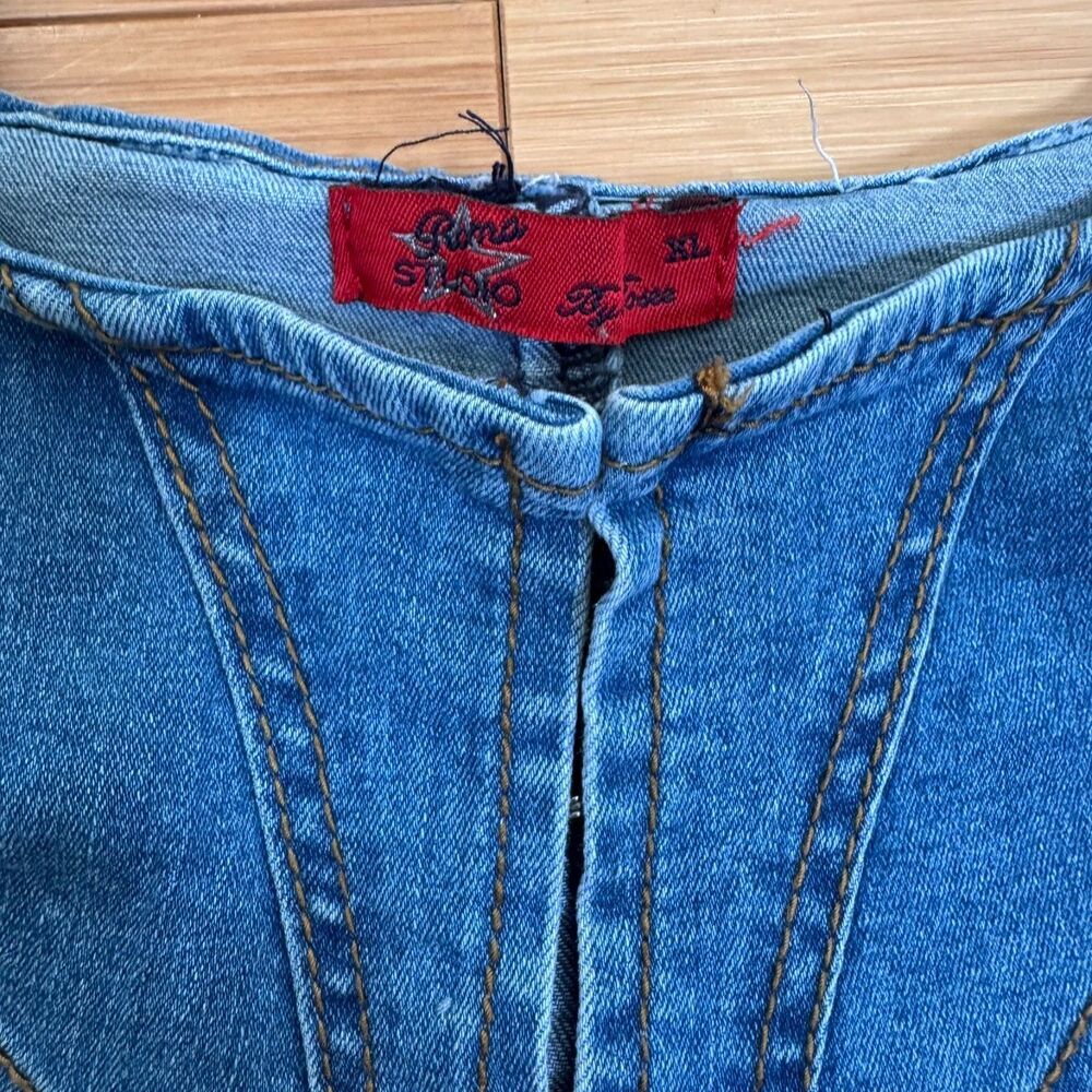 Y2K Roma Studio by Rosee Denim Corset Crop Top Juniors XL Bustier - Picture 4 of 8